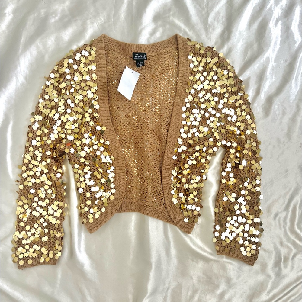 Vintage Cejon Gold Sequin Cardigan (NWT) – Size L